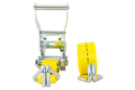 Juego de cuatro correas de transporte UNITRAILER con tensor, 4 m/25 mm/1 t, color amarillo.