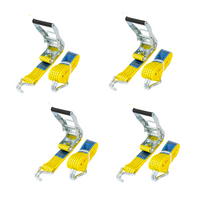 Juego de cuatro correas de transporte UNITRAILER amarillas de 8 m/50 mm/5 t con tensor.