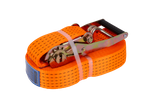Juego de cuatro correas de transporte UNITRAILER de 15 m/50 mm/5 t de color naranja con tensor.