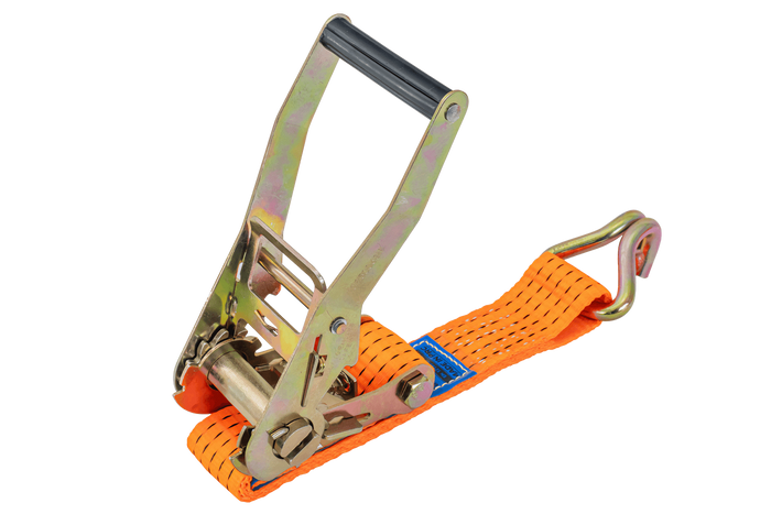 Juego de cuatro correas de transporte UNITRAILER de 10 m/50 mm/5 t de color naranja con tensor.