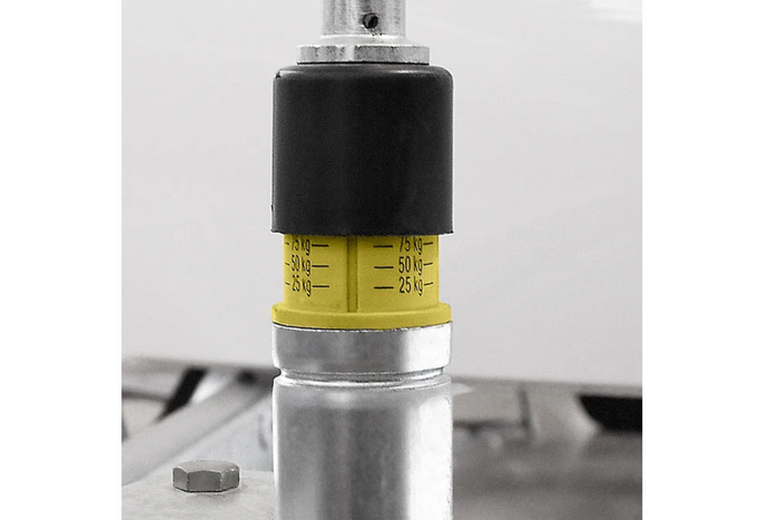 Rueda de apoyo ProPlus 341510 de 150 kg y 48 mm, con escala de 800 a 1040 mm.