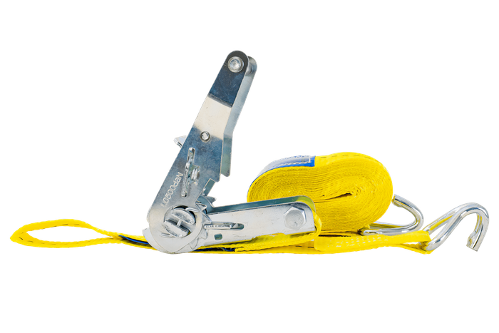 Juego de cuatro correas de transporte UNITRAILER con tensor, 4 m/25 mm/1 t, color amarillo.