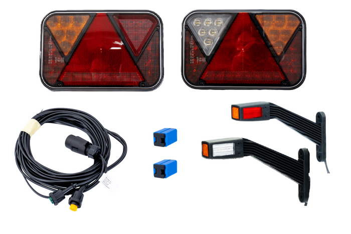 Juego de luces: luces traseras LED FRISTOM FT-270 + luces de posición LED FRISTOM FT-145 + arnés MANTES de 7 pines de 4,5 m