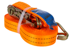 Juego de cuatro correas de transporte UNITRAILER de 12 m/35 mm/2 t de color naranja con tensor.
