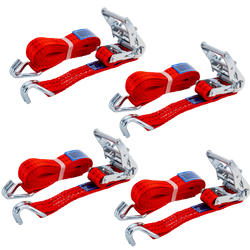 Juego de cuatro correas de transporte UNITRAILER rojas de 6 m/35 mm/2 t con tensor.