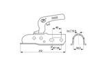 Enganche de bola STEELPRESS ZSK-1700D para remolque de 1700 kg con barra de tiro tubular de 50 mm