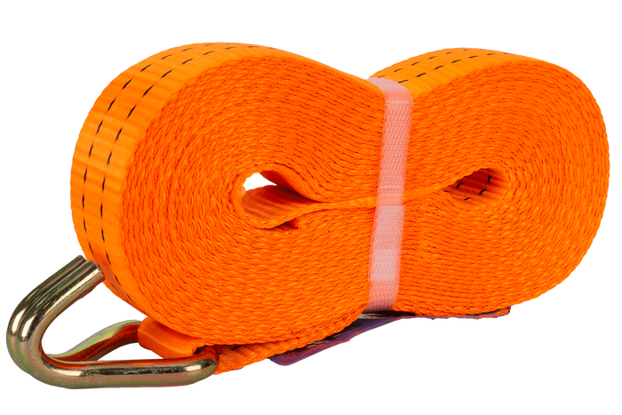 Juego de cuatro correas de transporte UNITRAILER de 10 m/35 mm/2 t de color naranja con tensor.