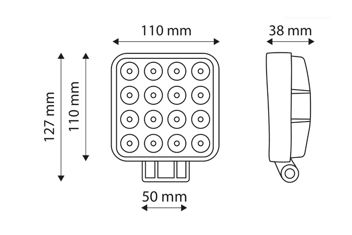 Reflector de lámpara de trabajo LED TT TECHNOLOGY TT.13208M, 16 LED, 3400 lm con imán