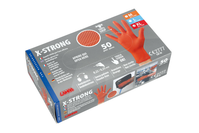 Guantes de taller LAMPA X-Strong XL guantes de nitrilo 50 uds.