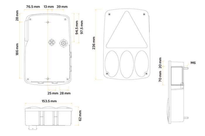 ASPÖCK Earpoint IV luz trasera, 6 funciones, izquierda