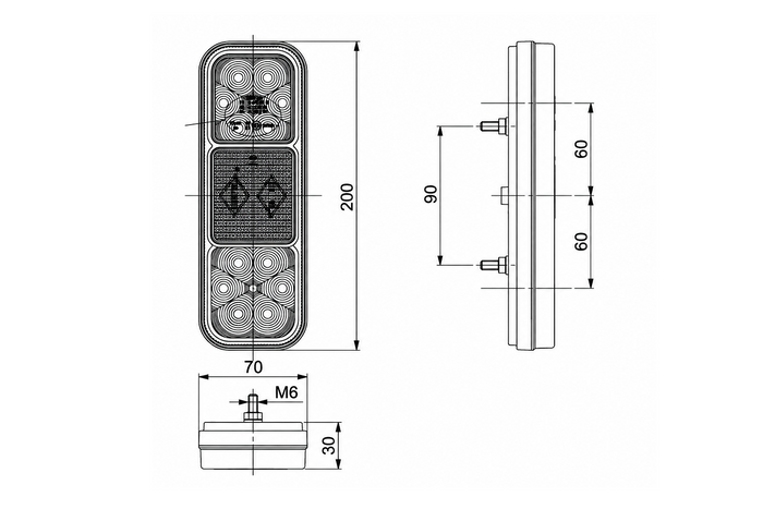 Luz trasera LED HORPOL LZD2831 de 4 funciones, universal