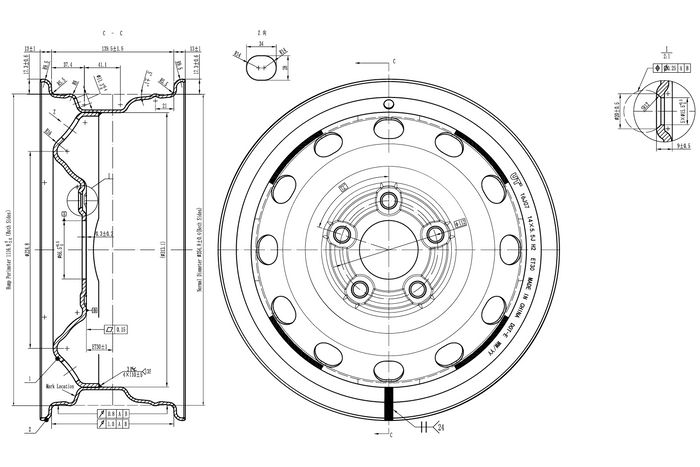 Llanta de acero para remolque UNITRAILER 5.5Jx14"H2 5x112 ET:30