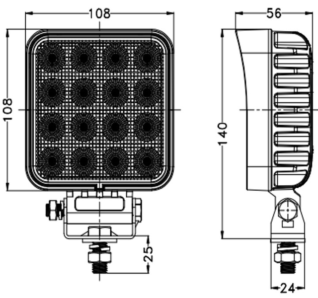 Reflector de luz de trabajo LED TT TECHNOLOGY TT.13364 64xLED 5120 Lm cuadrado