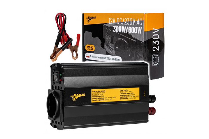 Convertidor de voltaje 12V/230V (300/600W) KAMAR E1922