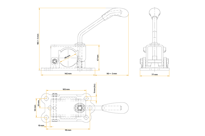 Abrazadera para rueda jockey KNOTT LBG48, hierro fundido, 48 mm