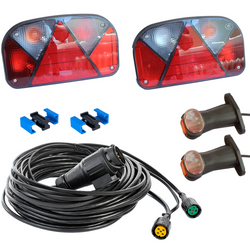 Juego de luces: luces traseras ASPÖCK + luces de posición laterales ASPÖCK + arnés MANTES de 8 m y 13 pines + conectores rápidos