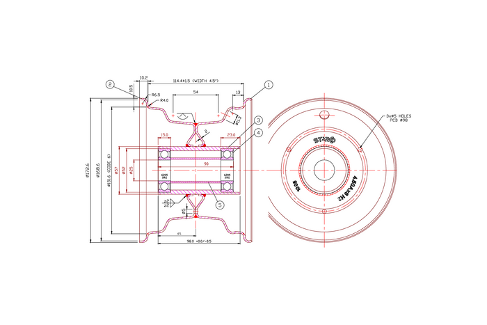 Llanta KENDA 15x6.00-6 con aro STARCO 4.5Ax6H2 3x98