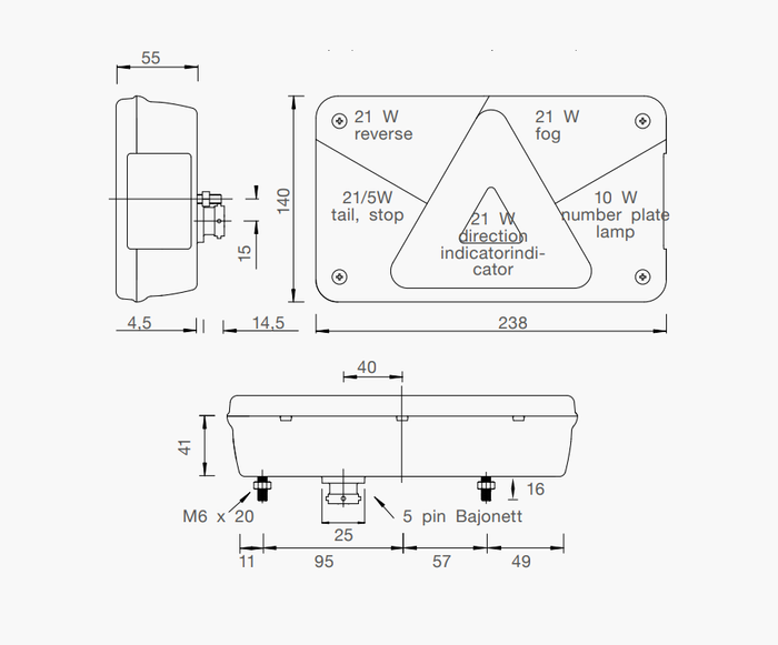 Luz trasera ASPÖCK MULTIPOINT V 5 funciones derecha