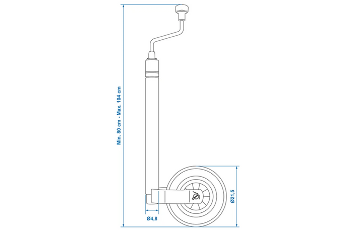 Rueda de apoyo ProPlus 341510 de 150 kg y 48 mm, con escala de 800 a 1040 mm.