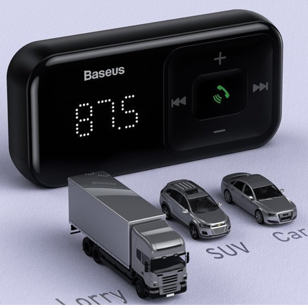 Transmisor FM BASEUS T tipo S-16 con Bluetooth 5.0, reproductor MP3 y cargador para coche con 2 puertos USB.