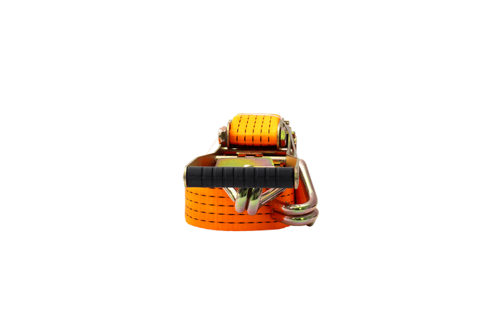 Cinta transportadora UNITRAILER ERGO de 12 m/50 mm/5 t de color naranja con tensor.