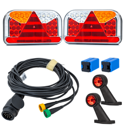 Juego de luces: luces traseras LED FRISTOM FT-170 + luces de posición laterales LED FRISTOM FT-009 + arnés MANTES 5,2 m 13PIN
