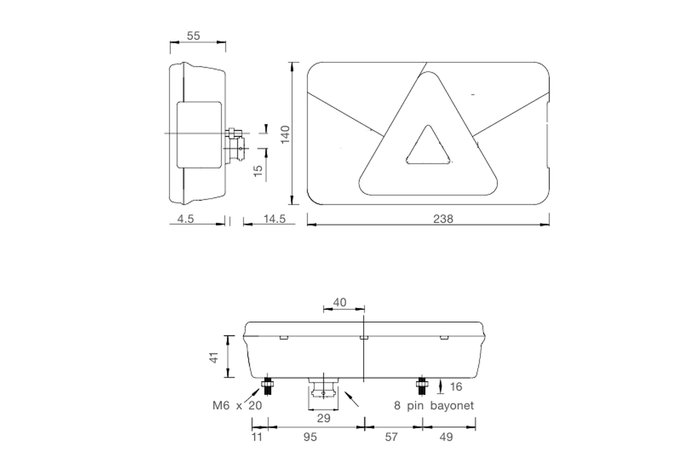 Luces traseras ASPÖCK MULTIPOINT III con base de bayoneta de 8 pines y 7 funciones (izquierda y derecha).
