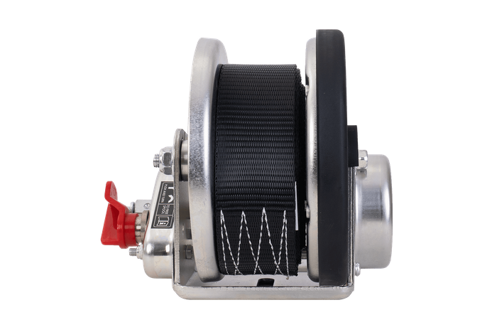 Cabrestante, cabrestante manual para grúa remolque AL-KO de 900kg con correa de 7m, freno y desenrollado automático