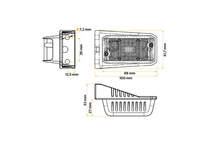 Lámpara de señalización LED DOBPLAST DPT15, naranja, universal, con soporte