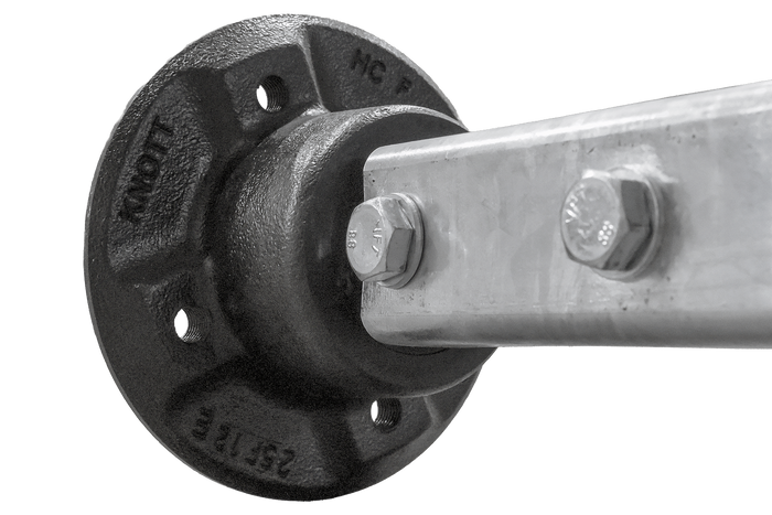 Eje rígido sin freno KNOTT VR7 con muelle para remolque 750 kg 1480 mm 1820 mm 4x100