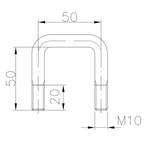 Abrazadera cuadrada WINTERHOFF ZBF 20-PO tipo C M10 50/50