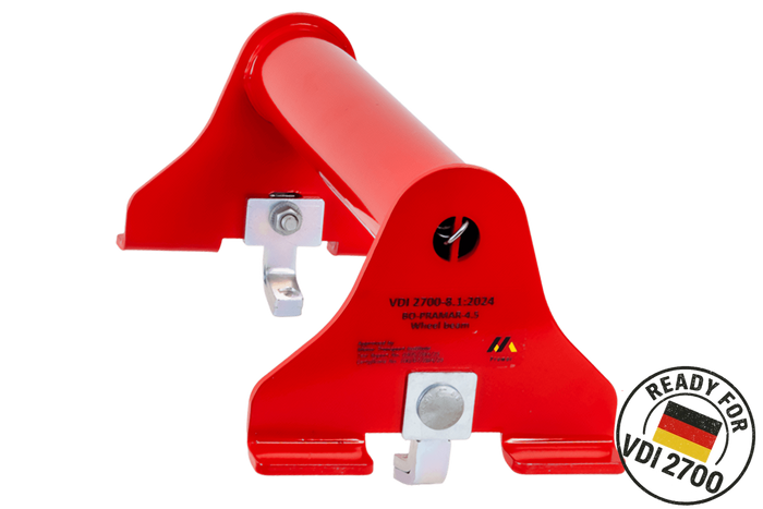 Bloqueo de rueda para grúa PRAMAR Radstopper VDI 2700 rojo - ajustable, universal