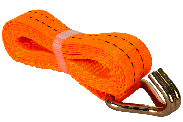 Juego de cuatro correas de transporte UNITRAILER de 3 m/35 mm/2 t de color naranja con tensor.