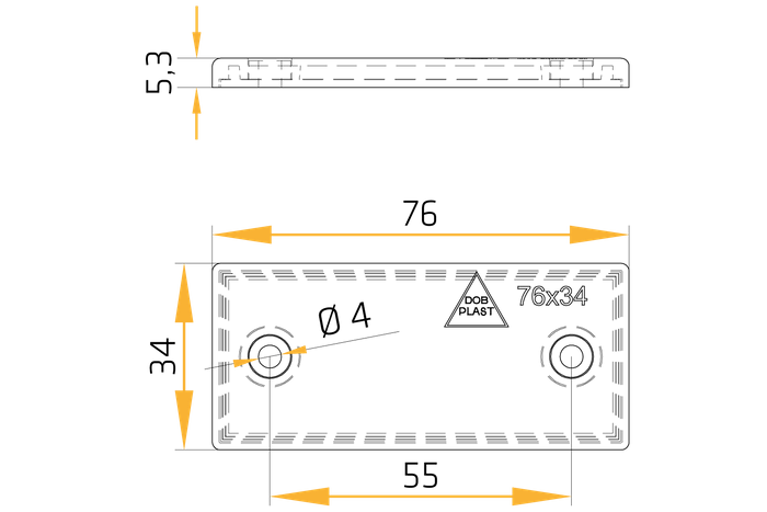 Reflector rojo 76x34 mm con agujeros
