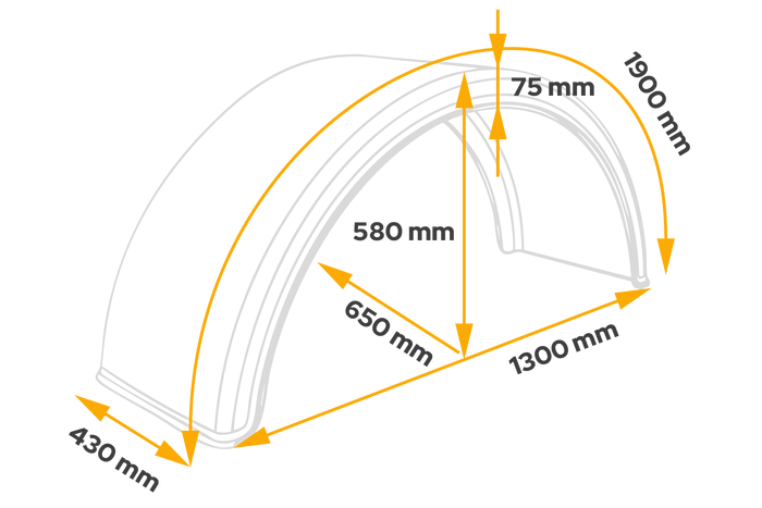 Guardabarros para remolque 19,5-22,5" DOMAR DK1675 paso de rueda 1300/430mm