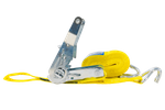 Juego de cuatro correas de transporte UNITRAILER con tensor, 4 m/25 mm/1 t, color amarillo.