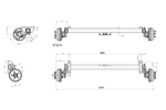 Eje con freno KNOTT VGB13M para remolque/portacoches 1350 kg 1900 mm 2350 mm 5x112