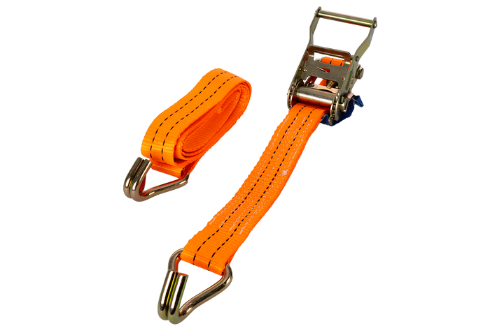 Juego de cuatro correas de transporte UNITRAILER de 2 m/35 mm/2 t de color naranja con tensor.