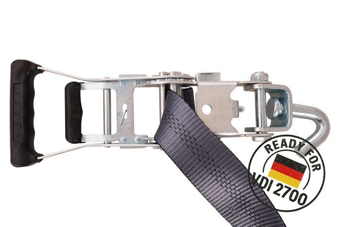 Correa de transporte para grúa HEFFA CARLINE 130, correa de sujeción de ruedas, 2,8 m/50 mm/5 t, VDI 2700