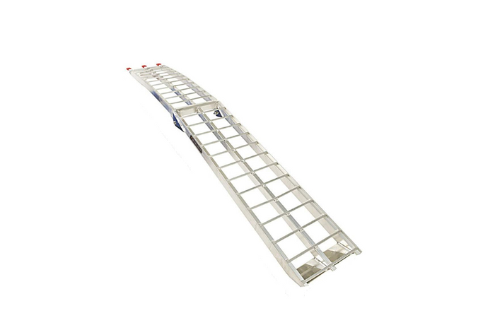 Rampa plegable UNITRAILER ALR002 de aluminio para remolque de 221 cm y 340 kg con correa.