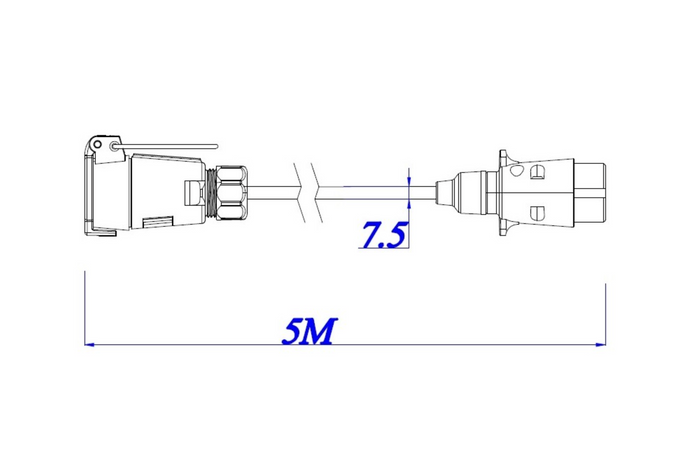 Cable eléctrico KAMAR E1223 de 5 m, enchufe/toma de 12 V, 7 pines
