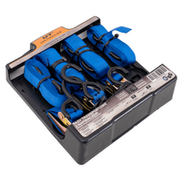 Juego de cuatro correas de transporte UNITRAILER con tensor, 4 m/25 mm/0,68 t, color azul