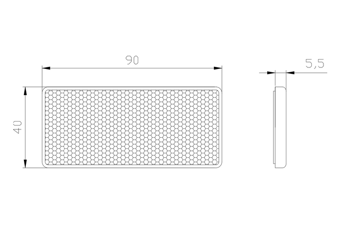 Reflector rectangular naranja FRISTOM DOB-035Z de 90x40 mm