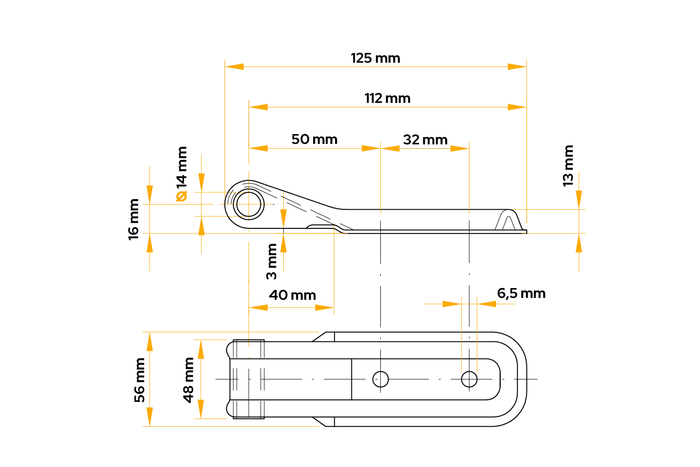 Bisagra lateral de remolque WINTERHOFF BSCH 10-14-120-PO para montaje lateral de remolque