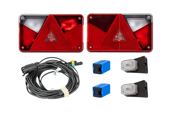 Juego de luces: luces traseras ASPÖCK MULTIPOINT V + luces laterales ASPÖCK FLEXIPOINT I + arnés MANTES 7m 7-PIN