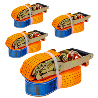 Juego de cuatro correas de transporte UNITRAILER de 6 m/50 mm/5 t de color naranja con tensor.