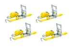 Juego de cuatro correas de transporte UNITRAILER con tensor, 4 m/25 mm/1 t, color amarillo.