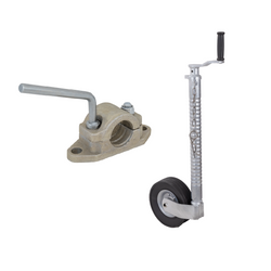 Rueda de apoyo con abrazadera, abrazadera de hierro fundido KNOTT TK48+B48C6, tubo corrugado, 300 kg, 48 mm, 700-940 mm