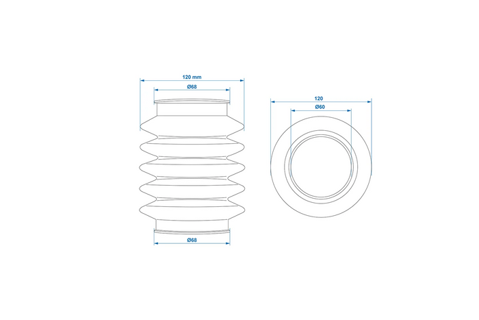 Fuelle de goma que asegura la corredera del dispositivo de avance ProPlus de 60 mm para dispositivos de avance KNOTT KF/KFG.
