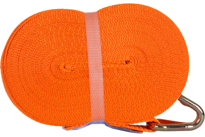 Juego de cuatro correas de transporte UNITRAILER de 12 m/25 mm/1 t de color naranja con tensor.